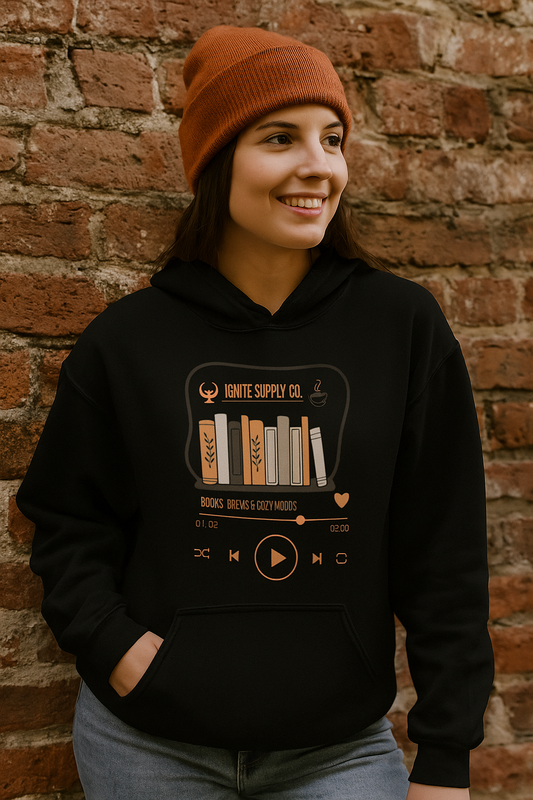 Books, Brews & Cozy Nights Hoodie – Bookish & Brewed Collection