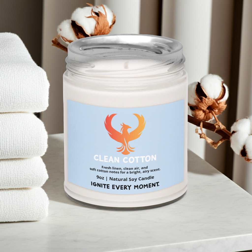 Clean Cotton • Fresh Linen Soy Candle (9oz)