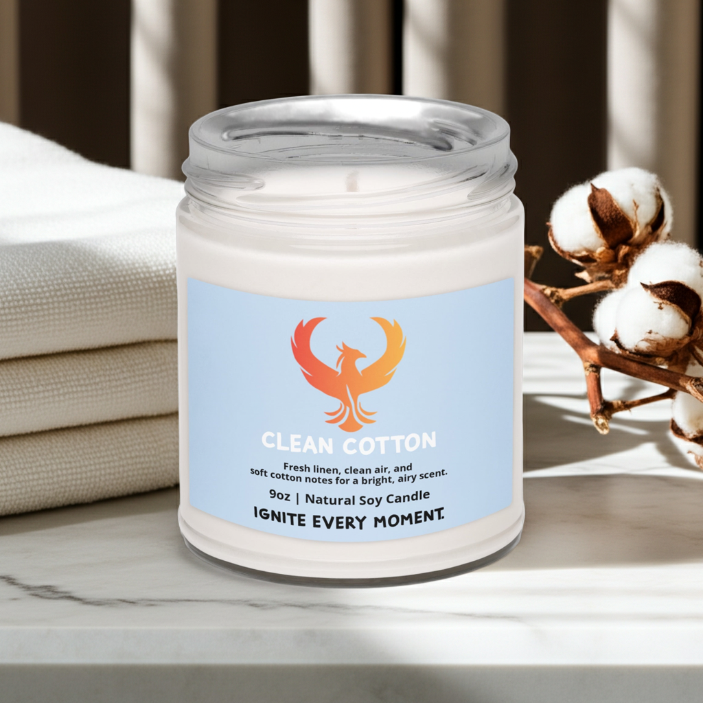 Clean Cotton • Fresh Linen Soy Candle (9oz)