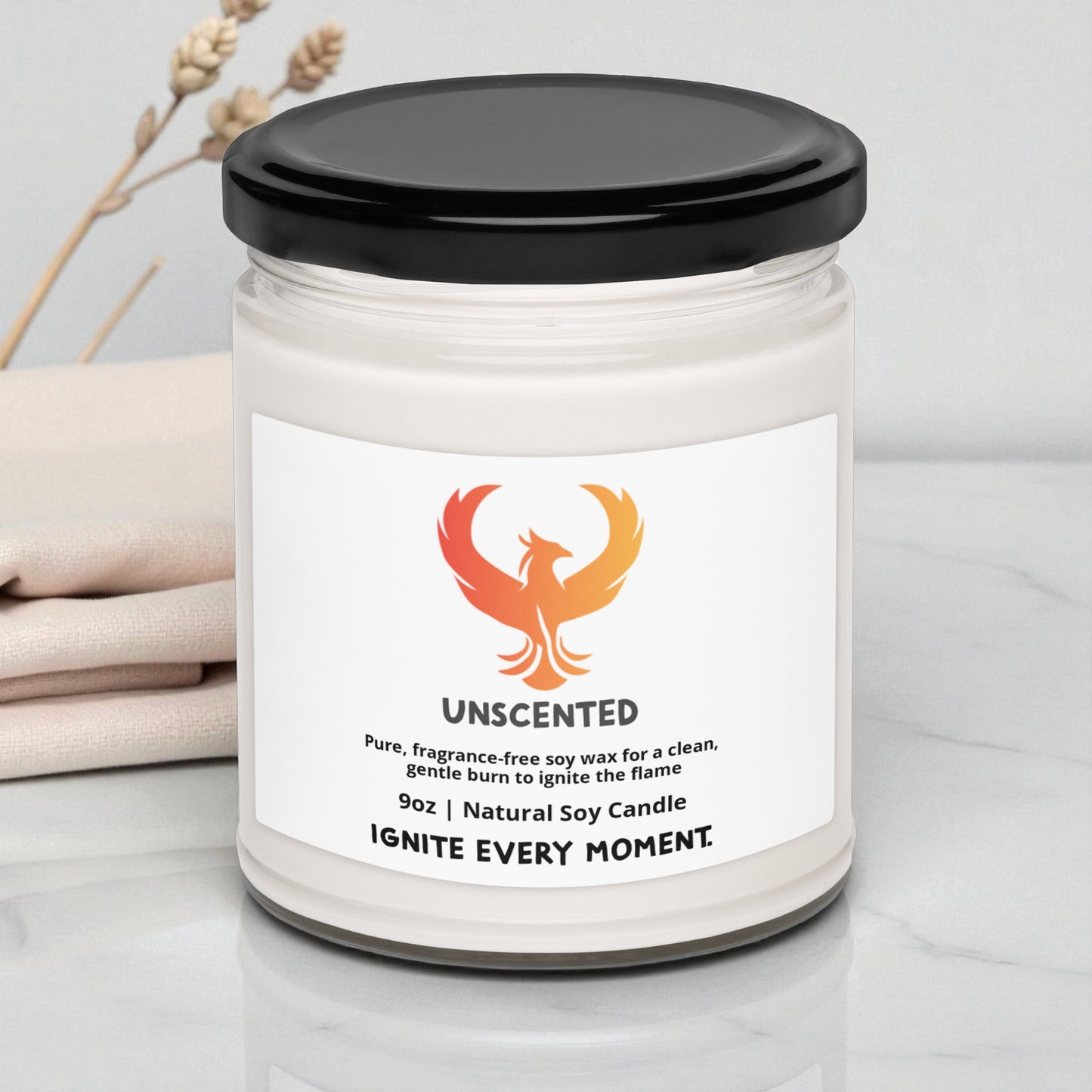Unscented • Pure Natural Soy Candle (9oz)
